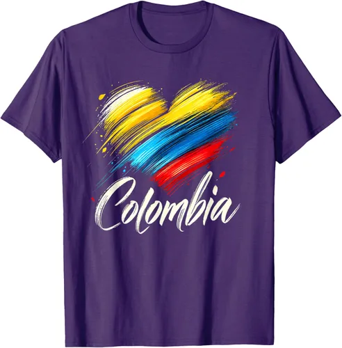 Vista 25 de Camiseta de orgullo colombiano con corazón de la bandera de Colombia