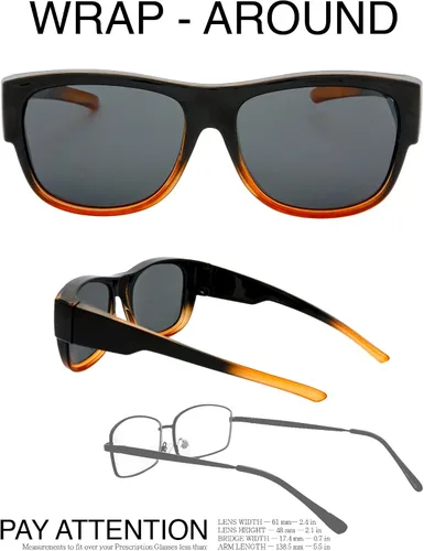 Vista 2 de The Fresh - Lentes de sol polarizados, de alta definición y envolventes para uso sobre anteojos - Estuche de piel para anteojos