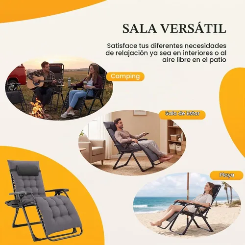 Vista 9 de NEWBULIG Silla de gravedad cero, reclinable plegable para patio con Gris-oscuro