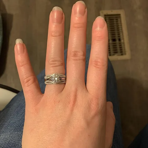 Vista 3 de Wuziwen Anillos de boda para mujer juego de anillos de compromiso redondos con circonita cúbica y solitario plata de ley talla 4-13 Piedra Zirconia