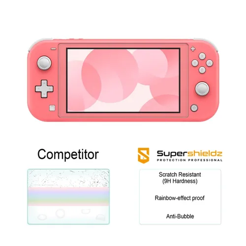 Vista 2 de (2 Pack) Supershieldz for Nintendo (Switch Lite) 2019 Tempered Glass Screen Protector, 0.33mm, Anti Scratch, Bubble Free