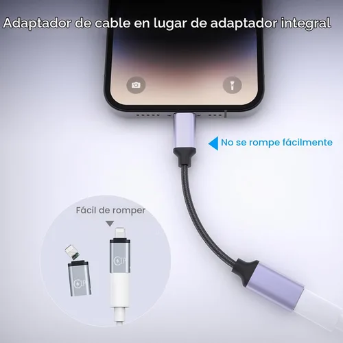 Vista 6 de TechMatte - Adaptador de cable USB C a Lightning macho, carga rápida PD de 27 W