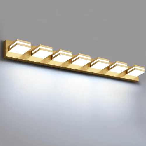 Vista 8 de IZORRO Luces LED modernas para baño (8 luces, regulables), iluminación de pared acrílica blanca mate, luces de tocador para baño sobre espejo, 6000