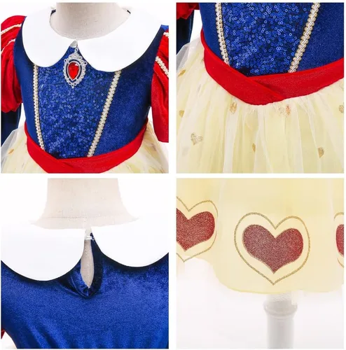 Vista 63 de HIHCBF Disfraz de princesa blanca como la nieve para niñas, cumpleaños, Navidad, Halloween, carnaval (con accesorios)