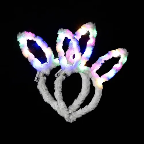 Vista 3 de Werhonton Light Up Headbands LED Bunny Ears Head bands Luminous Headdress Party Hair Accessories for Women and Girls (2pcs)