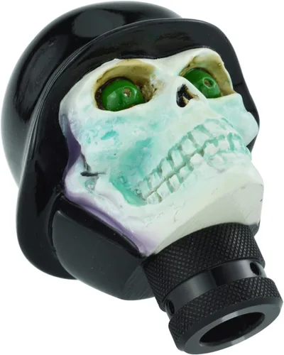 Vista 5 de Pomo de palanca de cambios de vehículo de resina con diseño de calavera para la mayoría de vehículos manuales (negro)
