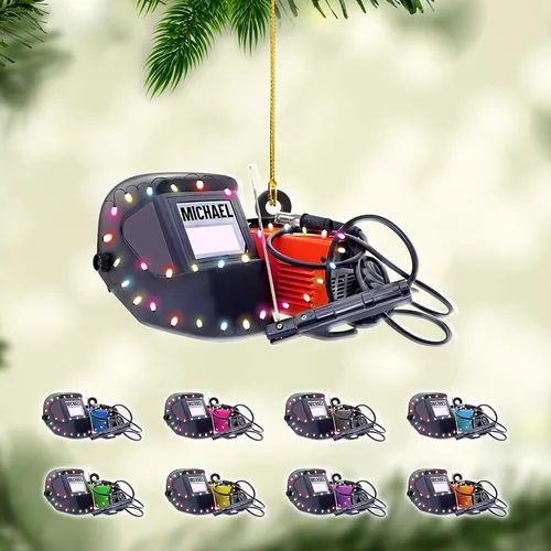 Vista 13 de Adornos de soldador personalizados, adorno de árbol de Navidad con nombre personalizado, regalo perfecto para soldador