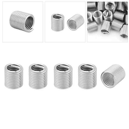 Vista 3 de Insertos de hilo de alambre, 100 piezas de acero inoxidable helicoidal de alambre helicoidal insertos de rosca de tornillo M8 x 1.25 x 2D Kit