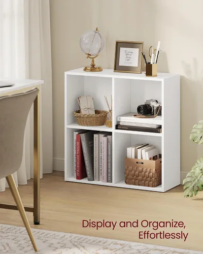 Vista 4 de VASAGLE Custos Collection - Estantería para libros tipo cubo con 4 compartimentos, 9.4 x 26 x 26 pulgadas, estantería de almacenamiento para sala