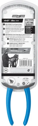 Vista 5 de Channellock 447 GIDDS2-821226 Alicates de corte diagonal de mandíbula curvada gris/azul, diagonal curvada de 7.5 pulgadas