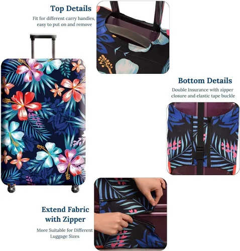 Vista 2 de GOXUNYUAN Funda de equipaje protector elástico lavable para maleta con etiqueta de equipaje Flor
