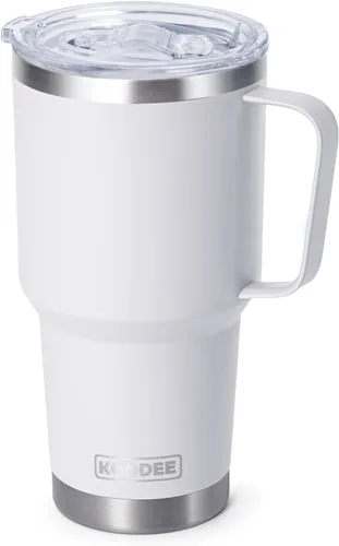 Vista 8 de koodee Vaso Tumbler Delgado de Acero Inoxidable de 20 oz con Aislamiento de Doble Pared, Vaso Tumbler Delgado para Agua para Café, Té (Azul Bebé)