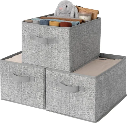 Vista 2 de GRANNY SAYS Paquete de 3 contenedores rectangulares de tela y 2 organizadores colgantes para armario para dormitorio