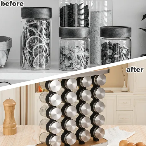 Vista 5 de Organizador y almacenamiento de especias - Estante vertical para especias con tarros - Especieros para cocina moderna