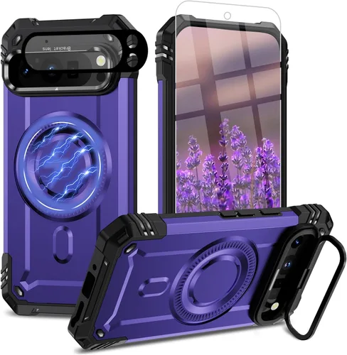 Vista 34 de Funda para Google Pixel 9 Pro XL [protección contra caídas de grado militar de 15 pies] con protector de pantalla y protector de lente, resistente a