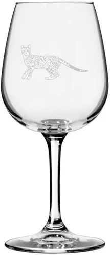 Vista 98 de Copa de vino de 12.75 onzas con temática de gato abisinio grabada para todo uso