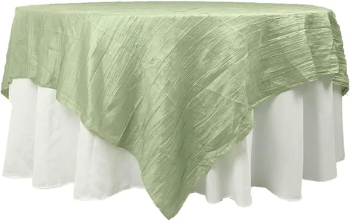Vista 16 de Efavormart - Mantel cuadrado de tafetán arrugado de acordeón beige de 72 x 72 pulgadas