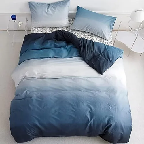 Vista 32 de Houseri Juego de funda de edredón de tamaño individual a cuadros azul claro y blanco para niños, juego de cama azul bebé para niños y niñas, juego