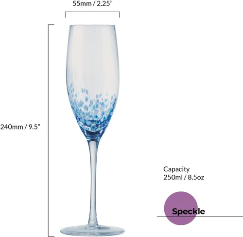 Vista 6 de Speckle - Copas de champán hechas a mano, vajilla perfecta para bodas y celebraciones, 8.5 onzas, multicolor, juego de 4 elegantes copas de champán
