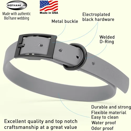 Vista 409 de Dogline Biothane - Collar impermeable para perro con hebilla de liberación rápida, resistente cincha de nailon recubierta con resistente y a prueba