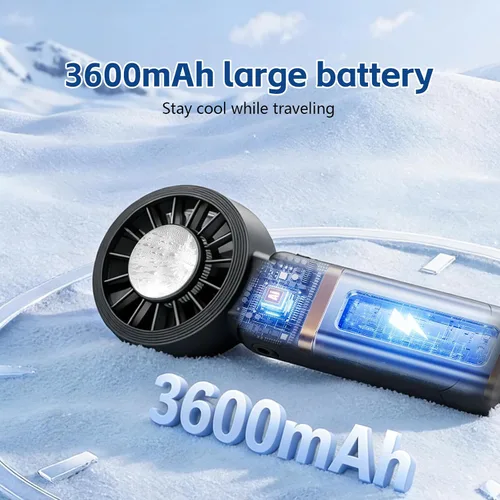 Vista 4 de VanSmaGo Ventilador de refrigeración de hielo turbo portátil de mano, velocidad (1-100) ventilador personal recargable [3600 mAH] Mini ventilador