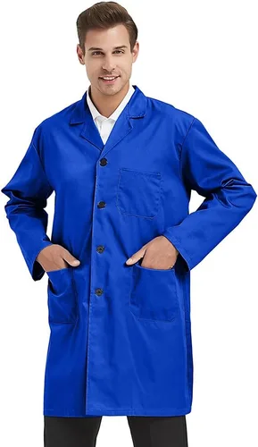 Vista 5 de TOPTIE Abrigo de laboratorio unisex para médico, uniforme de médico, abrigo Borgoña