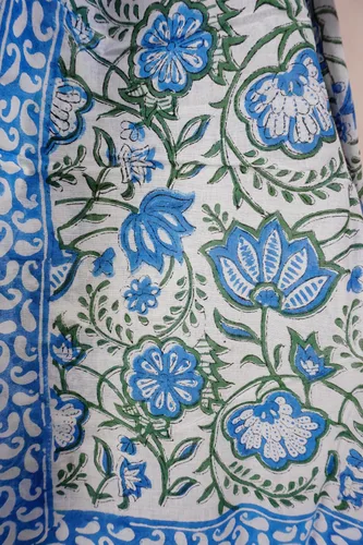 Vista 4 de Pareo 100% algodón con estampado de bloques - Traje de baño para mujer, ropa de playa larga y ropa de resort