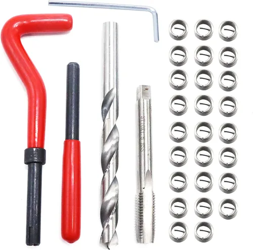 Vista 7 de XT AUTO 30 piezas de acero inoxidable M5 x 0.031 in Kit de inserción de reparación de roscas compatible con herramientas de mano para reparación