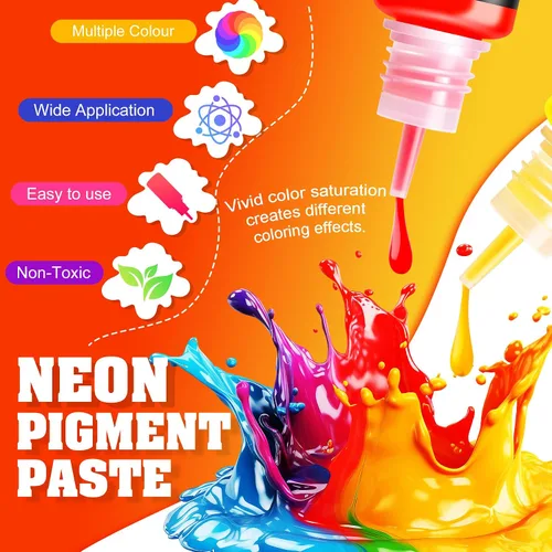 Vista 4 de Limino Pasta de pigmento de neón – Pigmento de color concentrado de 12 colores para resina epoxi, arte de uñas, vela, limo y bomba de baño, tinte