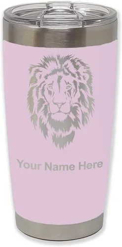 Vista 26 de LaserGram Vaso aislado al vacío de 20 onzas, cabeza de león, grabado personalizado incluido (negro)