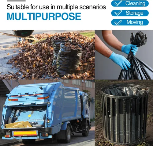 Vista 6 de Charmount Bolsas de basura de 55 galones, 1.5 mil-37 x 56 pulgadas con lazos, bolsas de basura negras grandes y resistentes para exteriores, trabajo