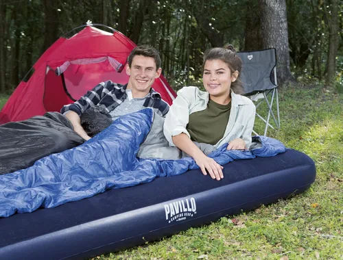 Vista 2 de Pavillo Airbed - Colchón de aire para acampar al aire libre, inflado rápido, azul, tamaño Queen