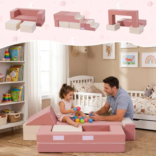 Vista 4 de Bloques de escalada para sofá de juegos para niños pequeños Rosa