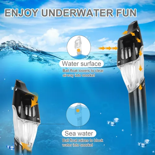 Vista 3 de Snorkeling Gear for Adults, Mask Fins Snorkel Set, Panoramic View Diving Mask Anti-Fog, Anti-Leak, Dry Top Snorkel and Dive Flippers with Travel Bag