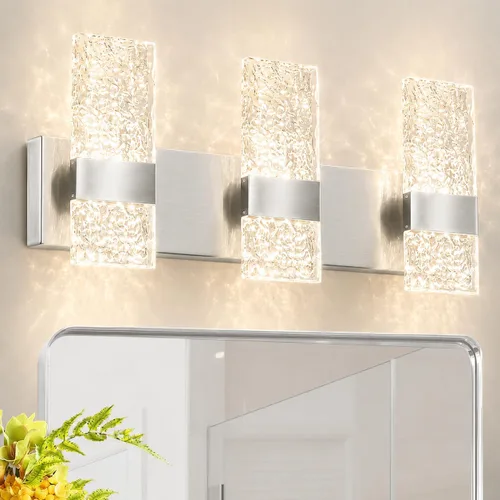 Vista 16 de Lámpara de Tocador para Baño, Moderna Lámpara LED de Tocador Dorado Cepillado, Aplique de Pared LED Regulable de 19W para Baño, Dormitorio, Perfecta