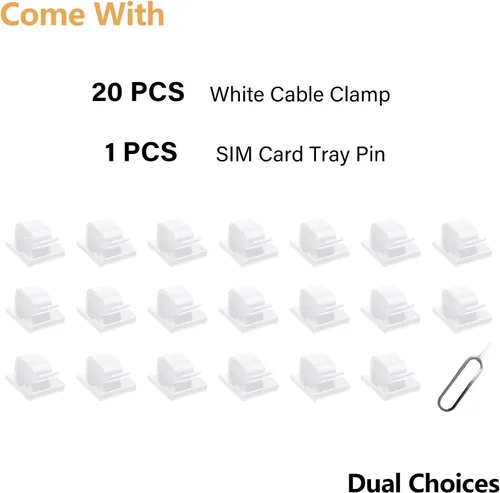 Vista 2 de 60 clips blancos para cables con adhesivo 3M, soportes para cables debajo del escritorio, gestión de cables para pared, automóvil, Ethernet, PC, luz