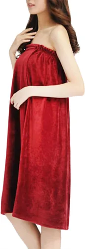 Vista 4 de FakeFace Vestido de toalla de tubo, para mujeres, adolescentes, niñas, spa, ducha, baño, toalla de baño, toalla de baño, cubierta envolvente