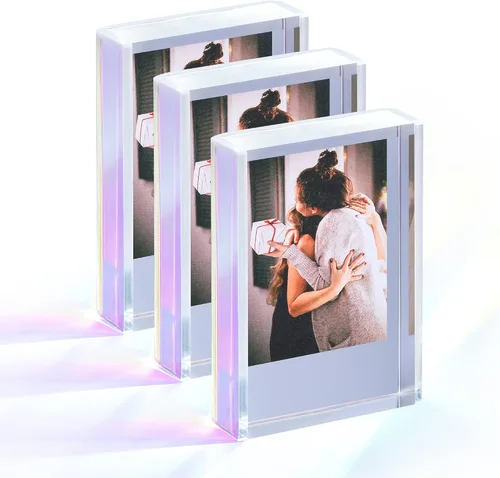 Vista 9 de Instax Mini marcos de fotos acrílicos, marco Polaroid de 2 x 3 para impresora Instax Mini EVO/LiPlay/Link y película de cámaras, bonito marco