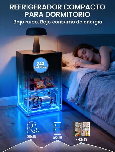 Vista 4 de COWSAR Mini refrigerador de 3.1 pies cúbicos, refrigerador compacto de tamaño dormitorio con puerta individual reversible, termostato ajustable Negro