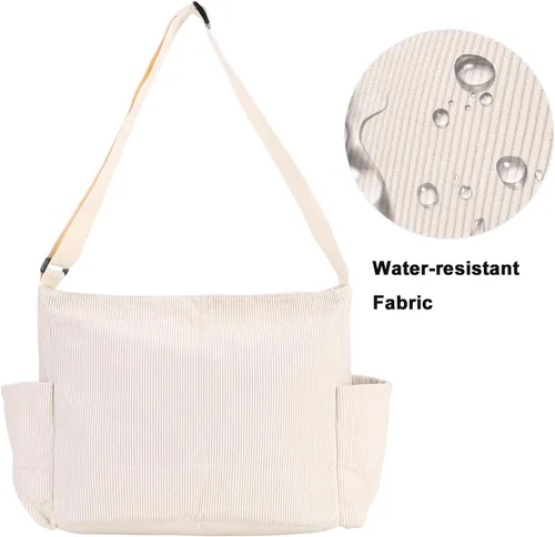 Vista 5 de Bolso bandolera grande de pana para mujereshombres, bolso escolar tipo hobo