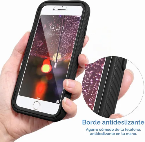 Vista 6 de IDweel Funda para iPhone 8 Plus/7 Plus, carcasa resistente a prueba de golpes con protector de pantalla integrado, funda híbrida resistente a