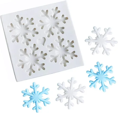 Vista 8 de Molde de silicona para fondant con temática navideña 3D, moldes para tartas de azúcar de copo de nieve, molde de decoración de pastel de chocolate