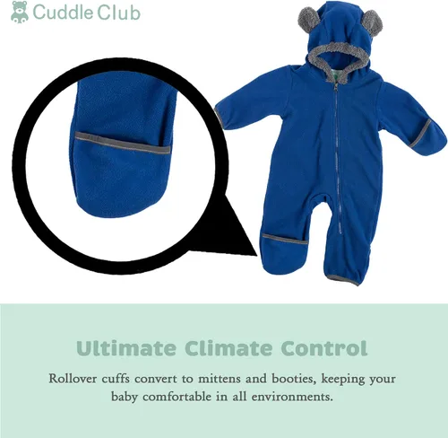 Vista 2 de Enterizo de vellón para bebé mameluco con capucha para niño de una sola pieza, ropa de exterior, chaqueta