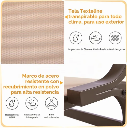 Vista 7 de Yaheetech Juego de 1 mecedora para exteriores con asiento tipo cabestrillo