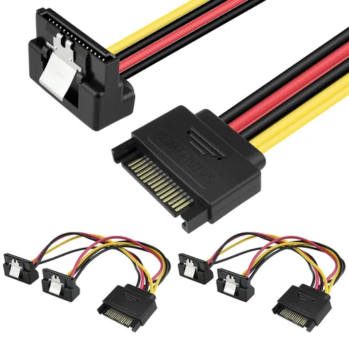Vista 9 de SDTC Tech Cable adaptador de divisor de alimentación SATA dual de 4 pines macho IDE Molex a 15 pines hembra 18AWG cable de extensión de disco duro