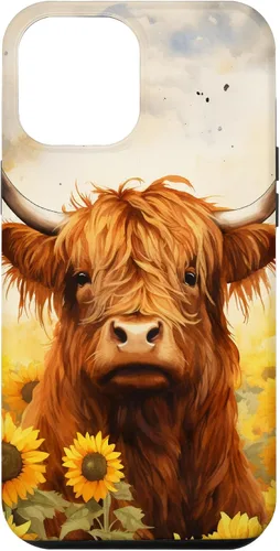 Vista 26 de Highland Cow Animal Lover Watercolor Sunflower Case for iPhone 17