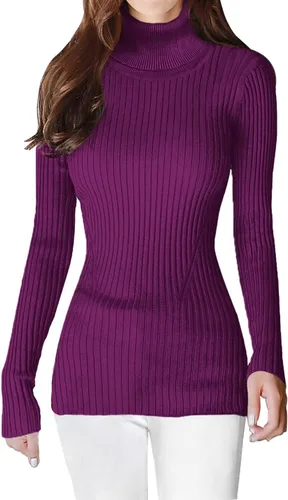 Vista 3 de v28 - Suéteres acanalados con cuello alto falso para mujer, diseño cálido de punto sexy, entallado y moderno sin botones