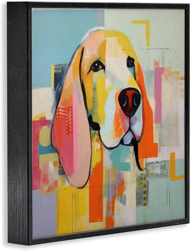 Vista 2 de Stupell Industries Retrato abstracto de perro enmarcado Giclée por Irena Orlov Marco negro