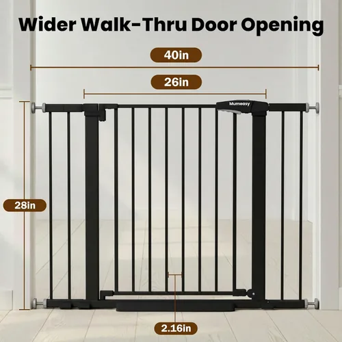 Vista 7 de Puerta de bebé para escaleras, puerta de perro de cierre automático de 26 a 40 pulgadas para puertas, puerta infantil montada a presión con puerta