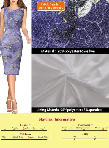 Vista 7 de VFSHOW - Vestido tubo con cremallera frontal para mujer diseño con retazos de encaje para cóctel trabajo negocios fiesta